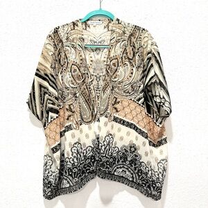 Claudia Richard Black and Cream Paisley Blouse S/M